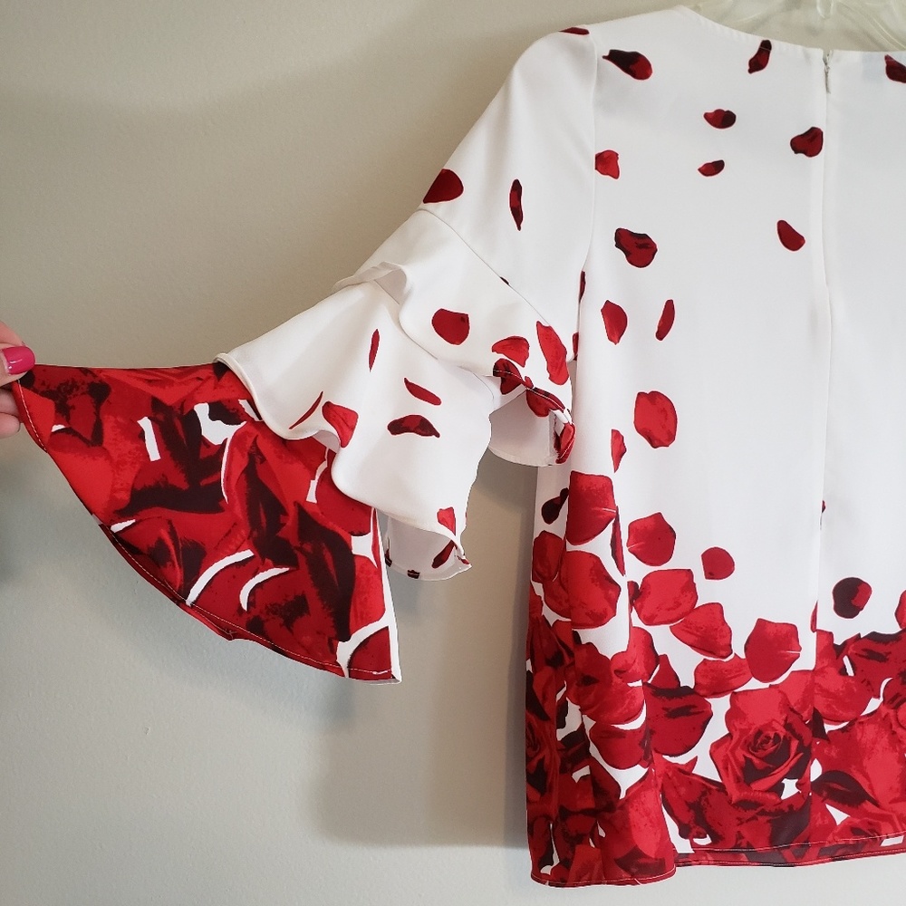 Alfani Petite White and Red Floral Size PS - Picture 3 of 5